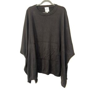 Dubgee Whoopi Sweater Women One Size Black Cape Poncho Blanket
